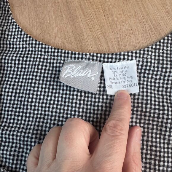 Blair Gingham Check Sleeveless Midi Dress Black White Tie Waist Women’s 2XL - Picture 3 of 4